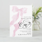 ボウワン誕生日赤面ミニマルピンクガール 招待状 (スタンド正面)