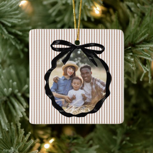 ボウ名門私立校風のフレームジンジャーブレッド写真 セラミックオーナメント (ツリー)