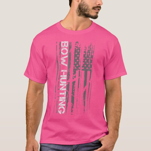 ボウ狩りアメリカンフラッグCrossbow鹿ハンター Tシャツ (正面)