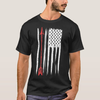ボウ狩りギアヴィンテージアメリカンフラッグレトロアルケー Tシャツ