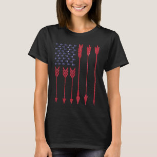 ボウ狩りヴィンテージアメリカ国旗とアルーズアーチ Tシャツ