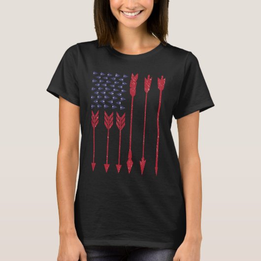 ボウ狩りヴィンテージアメリカ国旗とアルーズアーチ Tシャツ (正面)