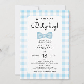 ボウ男の赤ちゃんシャワー 招待状