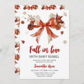 ボウ秋ラブベビーベビーシャワー 招待状 (正面/裏面)