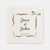 ボウ結婚ズカクテルナプキンス手描き スタンダードカクテルナプキン (正面)