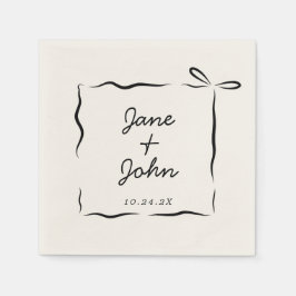 ボウ結婚ズカクテルナプキンス手描き スタンダードカクテルナプキン