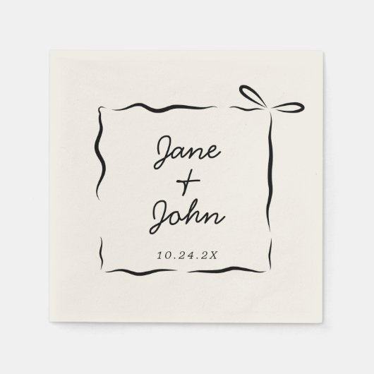 ボウ結婚ズカクテルナプキンス手描き スタンダードカクテルナプキン (正面)