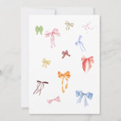 ボウ誕生日招待状小さな女の子誕生日パーティー 招待状 (裏面)