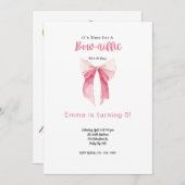 ボウ誕生日招待状小さな女の子誕生日パーティー 招待状 (正面/裏面)