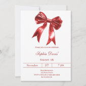 ボウ赤ホワイトスウィート16 招待状 (正面)