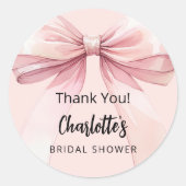 ボウ赤面ピンク感謝していユーブライダルシャワー ラウンドシール (正面)