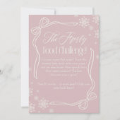 ボウ霜の降りたピンクベビー食品チャレンジゲームサイン 招待状 (正面)