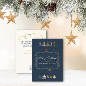 ボウ&シックエレガントツリーズドードルブルーホリデーカード シーズンカード