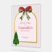 ボウ!ティズ・ザ・シーズン クリスマス ブライダルシャワー ウェルカム アクリルサイン (傾斜)