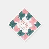 ボウ ホー ホー 赤と緑のボウ クリスマス スタンダードカクテルナプキン (角)