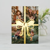 ボウ&リボンプレゼント4フォトファミリーコラージュ 箔シーズンカード (立ち正面)