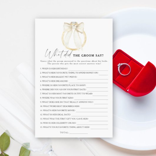 ボウ&リングや輪ブライダルシャワー新郎は何と言った