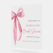 ボウ 彼女は結婚式の準備中！ ブライダルシャワーのご案内です アクリルサイン (傾斜)