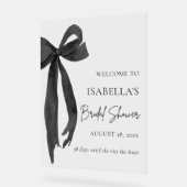 ボウ 彼女は結婚式の準備中! ブライダルシャワーのご案内です アクリルサイン (傾斜)