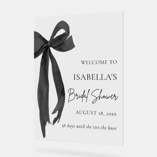 ボウ 彼女は結婚式の準備中! ブライダルシャワーのご案内です アクリルサイン (傾斜)