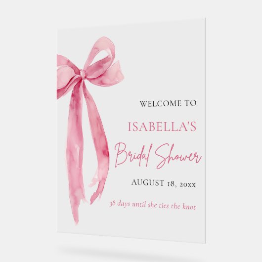 ボウ 彼女は結婚式の準備中! 花嫁のシャワーへようこそ アクリルサイン (傾斜)