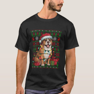 ボエルボエルドッグクリスマスライト醜いサンタハットボエルボエルC Tシャツ
