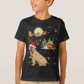 ボエルボエルドッグライトクリスマストナディアツリークリスマスギ Tシャツ (正面)