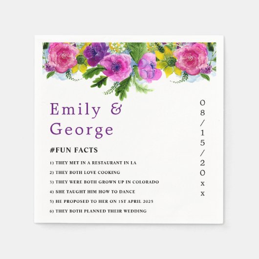 ボエレガントタニカラフルックバラ結婚フローラ スタンダードカクテルナプキン (正面)