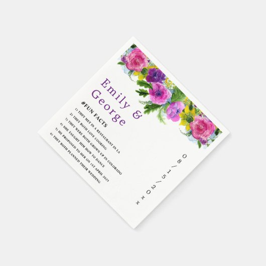 ボエレガントタニカラフルックバラ結婚フローラ スタンダードカクテルナプキン (角)