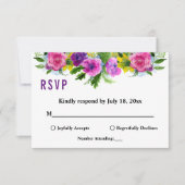 ボエレガントタニカラフルックバラ結婚フローラ 出欠カード (正面)