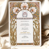 ボエレガントタニカルアールヌーボーフローラ結婚ズ 招待状