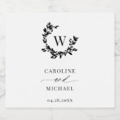 ボエレガントタニカルイニシャルモノグラ結婚ム ビールラベル (シングルラベル)