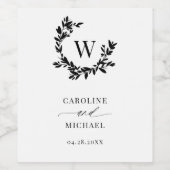 ボエレガントタニカルイニシャルモノグラ結婚ム ワインラベル (シングルラベル)