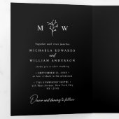 ボエレガントタニカルオールインワンQRコー結婚ド 三つ折り招待状 (内部最初)