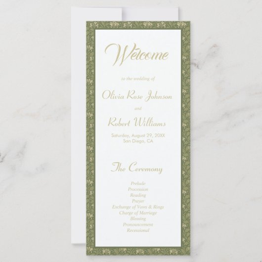 ボエレガントタニカルグリーンフローラ結婚式 プログラム (正面)