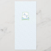 ボエレガントタニカルグリーンブルーモノグラム結婚ズ メニュー (裏面)