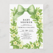 ボエレガントタニカルグリーンボウブライダルシャワー ポストカード (正面)