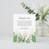 ボエレガントタニカルグリーン&金ゴールド悔やみや弔慰 サンキューカード (スタンド正面)