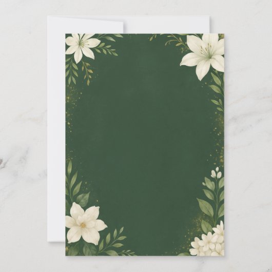 ボエレガントタニカルグリーン&金ゴールド結婚式招待状 招待状 (裏面)
