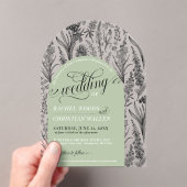 ボエレガントタニカルセージユニークグリーンア結婚チズ アクリル招待状 (インサイチュ (ポータブル))