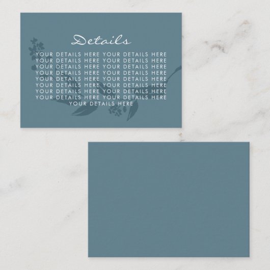 ボエレガントタニカルティール(緑がかった色)ブルーシルエット結婚ズ エンクロージャーカード (正面/裏面)