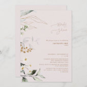 ボエレガントタニカルデイジー赤面ブライダルシャワー 招待状 (正面/裏面)