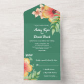 ボエレガントタニカルバラグリーン秋フローラ結婚ズ オールインワン招待状 (内側)