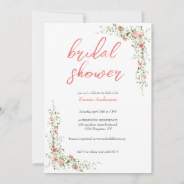 ボエレガントタニカルバラピンクブライダルシャワー 招待状