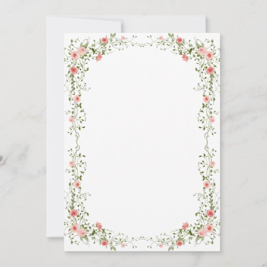 ボエレガントタニカルバラピンクブライダルシャワー 招待状 (裏面)