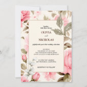 ボエレガントタニカルピンクローズフローラ 招待状 (正面)