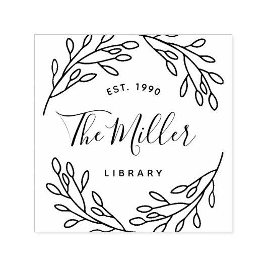 ボエレガントタニカルファミリー蔵書票 セルフインキングスタンプ (デザイン)