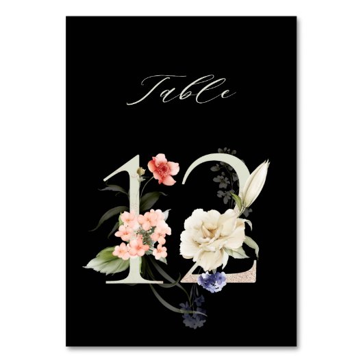ボエレガントタニカルフローラナンバー12、ブラック テーブルナンバー (正面)