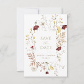 ボエレガントタニカルフローラフレーム日付カードの保存 招待状 (正面)