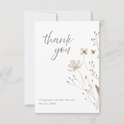 ボエレガントタニカルフローラブライダルシャワー サンキューカード (正面)